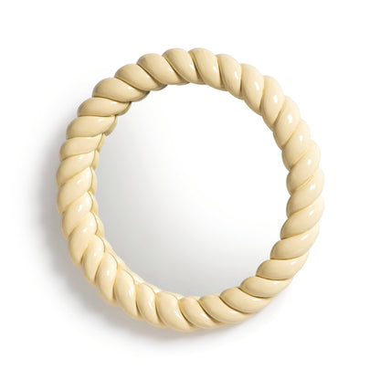 Round Yellow Braid Mirror
